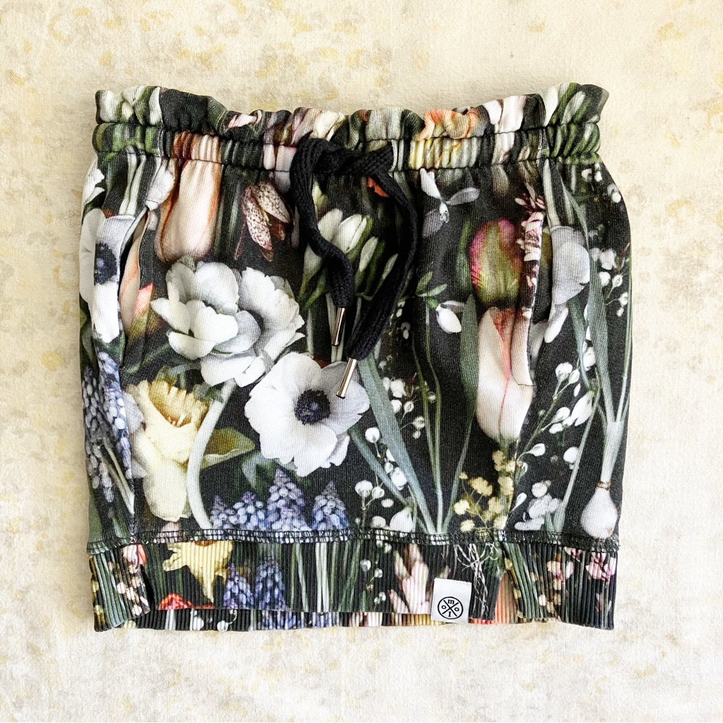 Molo Girls Skirt Size 3-4 98/104 Cm Black Floral Print Pockets Cotton